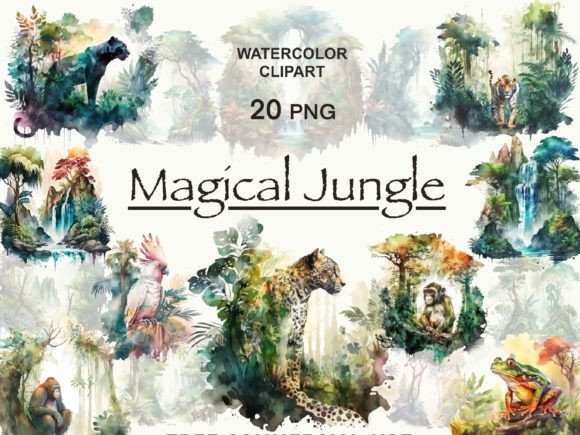 Download Jungle Clipart with Waterfall and Animal - Premium Resources