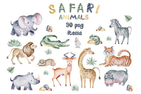 Download Watercolor Safari Animals|Jungle Clipart - Premium Resources