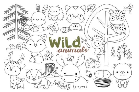 Download Wild Animals Jungle Clipart Coloring - Premium Resources