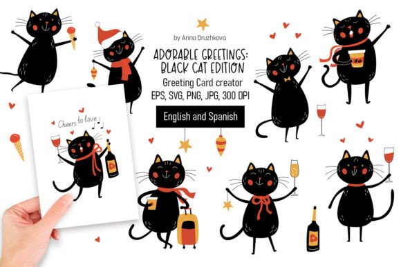 Download Black CAT Greetings Card Creator - Greetings card Collection